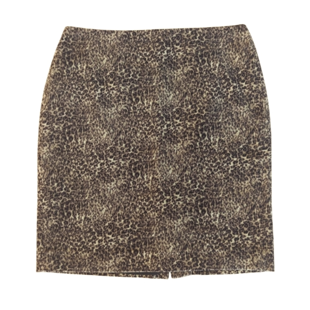 Talbots Velvety Animal Print Lined Pencil Skirt 6P Brown Cream